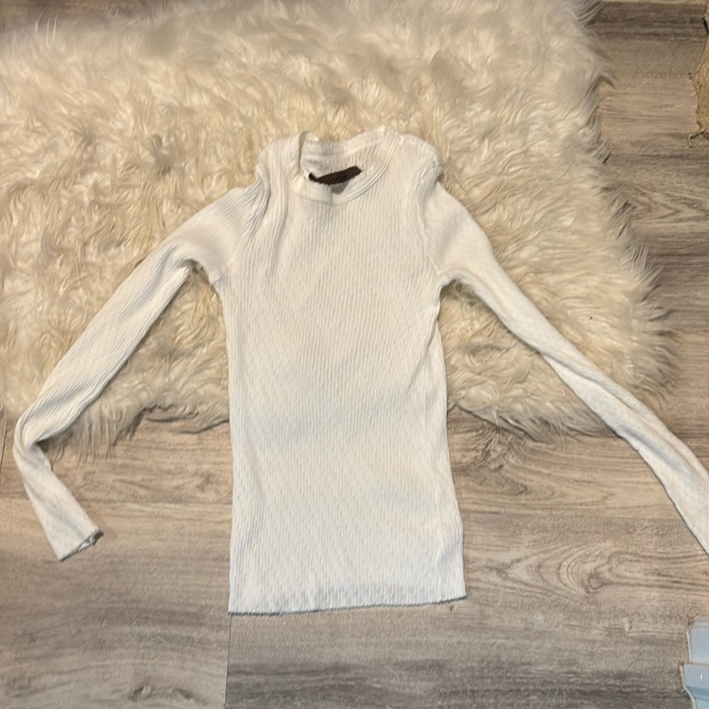 Enza costa pointelle knit sweater top M